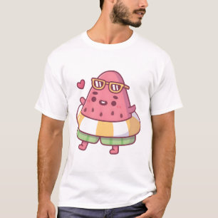 Niedliche Wassermelone mit Sonnenbrille und Schwim T-Shirt