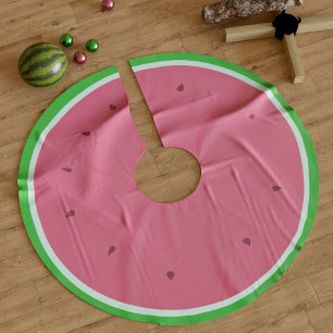 Niedliche Wassermelone Rosa und grüne Weihnachten Polyester Weihnachtsbaumdecke