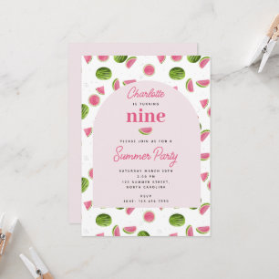 Niedliche Wassermelone Sommer Pink Girl Geburtstag Einladung