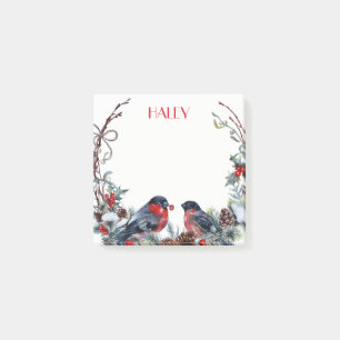 Niedliche Watercolor Bullfinen Wreath Post-it Klebezettel