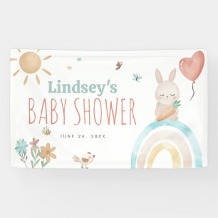 Niedliche Watercolor Bunny Gender Neutral Baby Dus Banner