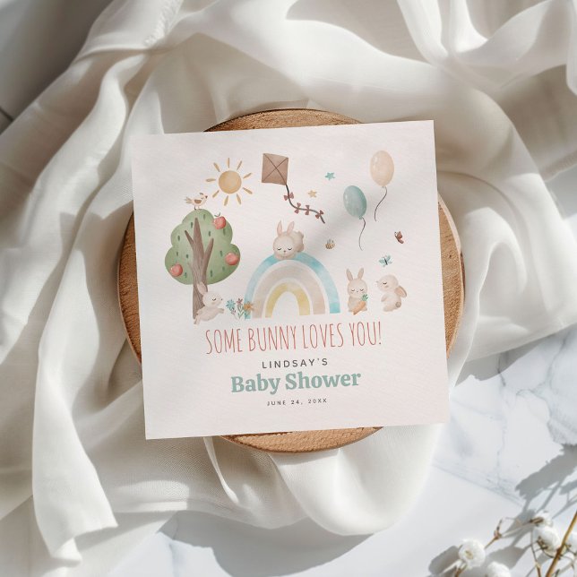 Niedliche Watercolor Bunny Gender Neutral Baby Dus Serviette (Von Creator hochgeladen)