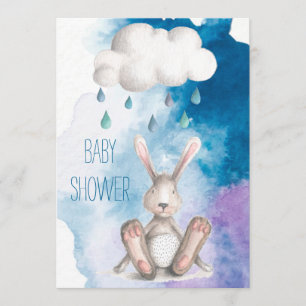 Niedliche Watercolor-Häschen-Jungen-Baby-Dusche Einladung