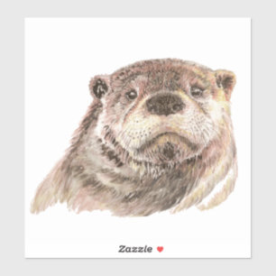 Niedliche Watercolor-Otter-Tiernatur-Tier-Kunst Aufkleber