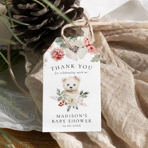 Niedliche Watercolor Polar Bear Winter Babydusche Geschenkanhänger