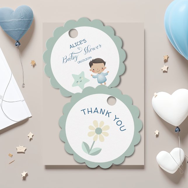 Niedliche Watercolor Star Boy Baby Dusche Geschenkanhänger (Von Creator hochgeladen)