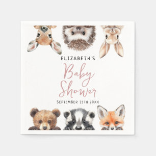 Niedliche Watercolor Woodland Animals Girl Baby Du Serviette