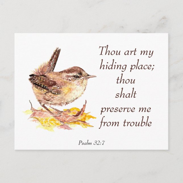 Niedliche Watercolor Wren Bird Bible Scripture S 3 Postkarte (Vorderseite)