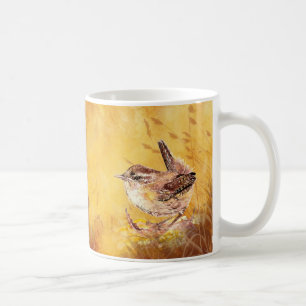Niedliche Watercolor Wren Bird Malerei Tasse