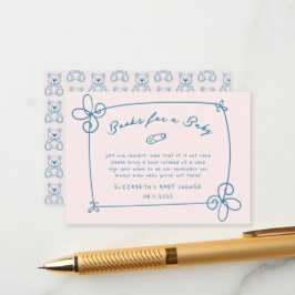 Niedliche Wavy Bow Frame Babydusche Begleitkarte