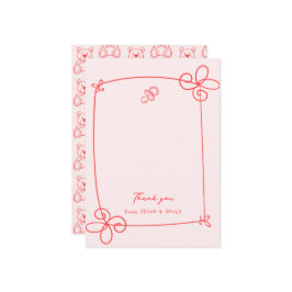 Niedliche Wavy Bow Frame Babydusche Dankeskarte