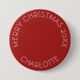 Niedliche Weihnachten 2025 Foto Name Weihnachtsman Button