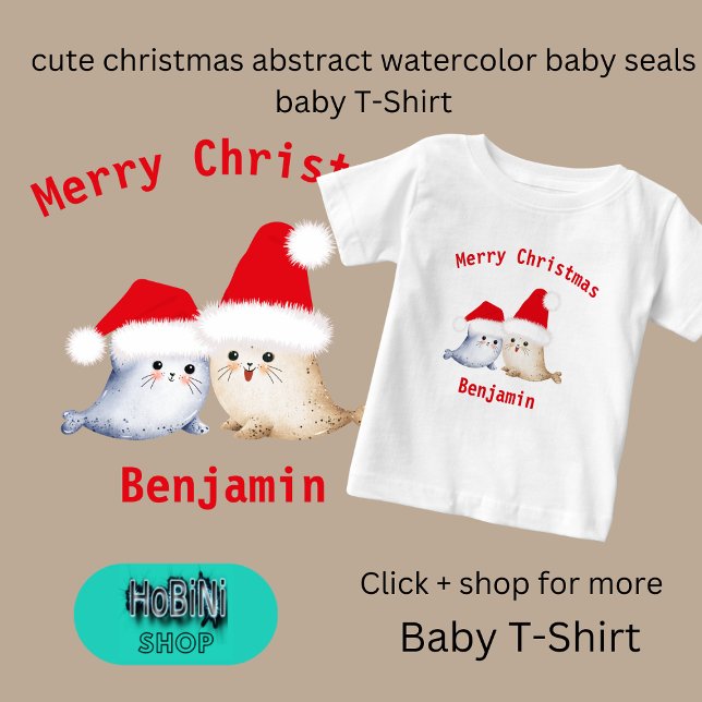 niedliche Weihnachten abstrakte Aquarellbaby-Siege Baby T-shirt (cute christmas abstract watercolor baby seals baby T-Shirt)