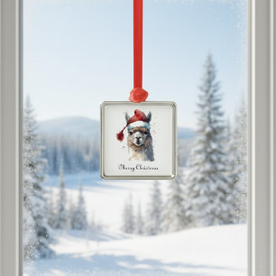 Niedliche Weihnachten Alpaca, Brauch Ornament Aus Metall