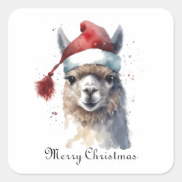 Niedliche Weihnachten Alpaca, Brauch Quadratischer Aufkleber