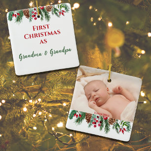 Niedliche Weihnachten als Oma und Opa Keramikornament