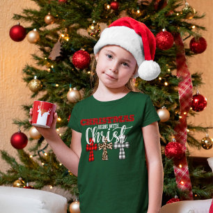Niedliche Weihnachten beginnt mit Christus Religiö T-Shirt