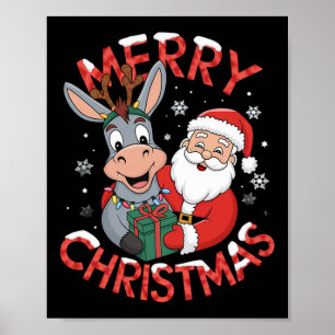 Niedliche Weihnachten Donkey Weihnachten auf Donke Poster