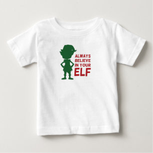 Niedliche Weihnachten Elf Xmas Grüne Rote Liebe Baby T-shirt