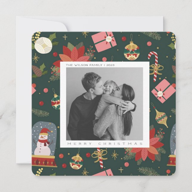 Niedliche Weihnachten Familienurlaub Foto Weihnach (Vorderseite)