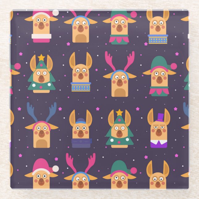 Niedliche Weihnachten Glasuntersetzer (Vorderseite)