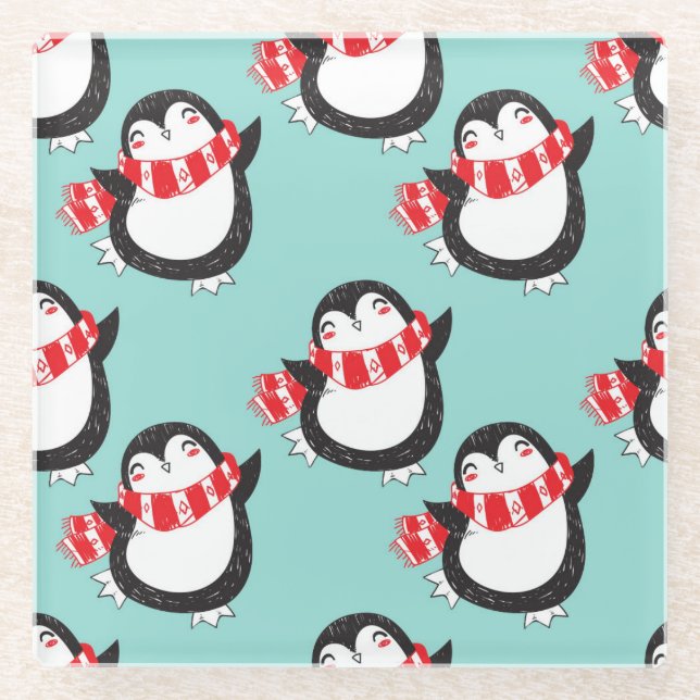 Niedliche Weihnachten Glasuntersetzer (Vorderseite)