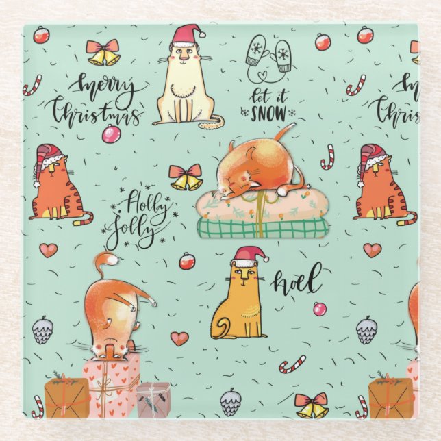 Niedliche Weihnachten Glasuntersetzer (Vorderseite)