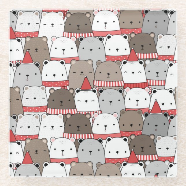 Niedliche Weihnachten Glasuntersetzer (Vorderseite)