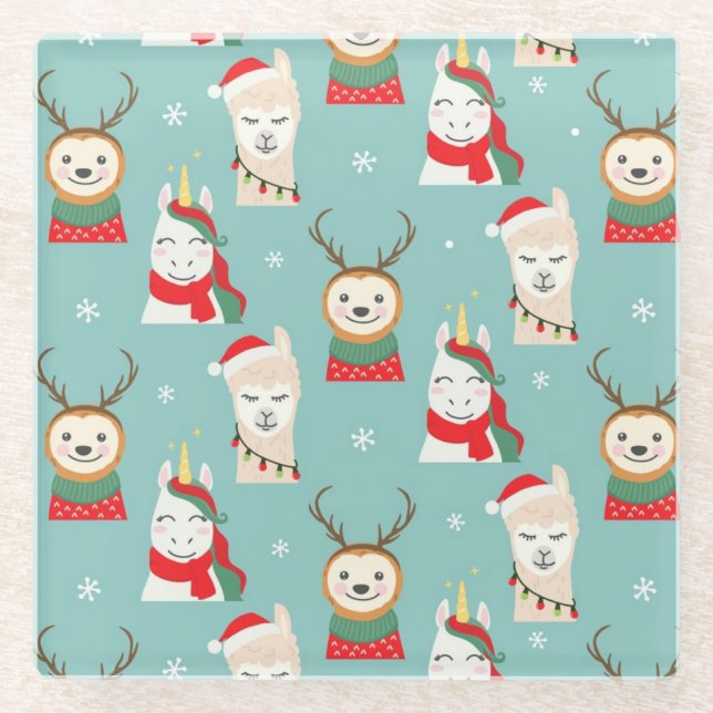 Niedliche Weihnachten Glasuntersetzer (Vorderseite)