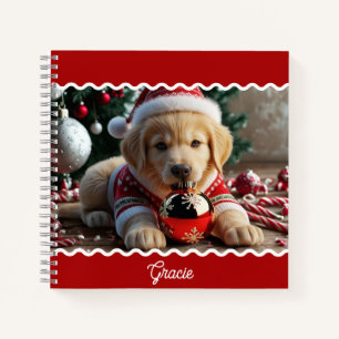 Niedliche Weihnachten Golden Retriever Welpe Perso Notizbuch