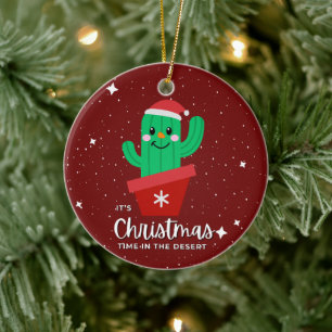 Niedliche Weihnachten in der Wüste Santa Cactus Keramik Ornament