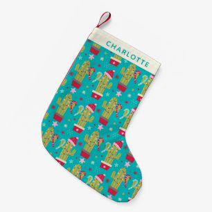 Niedliche Weihnachten Kawaii Cactus Blue Personali Kleiner Weihnachtsstrumpf
