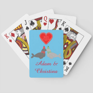 Niedliche Weihnachten Küssen Siegel Spielkarten