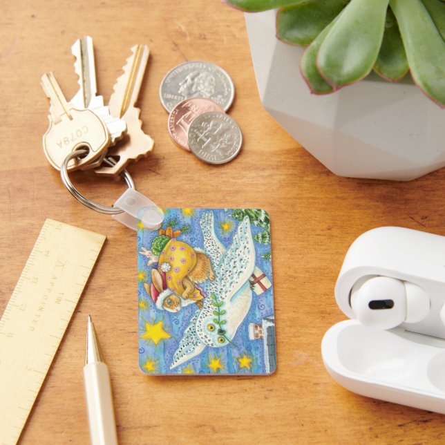 Niedliche Weihnachten mit Rabbit als Weihnachtsman Schlüsselanhänger (Schreibtisch)