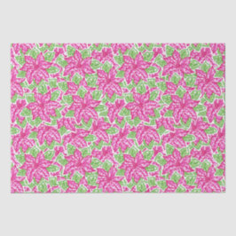 Niedliche Weihnachten Pink & Green Poinsettias Seidenpapier