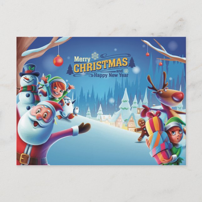 Niedliche Weihnachten Postkarte (Vorderseite)