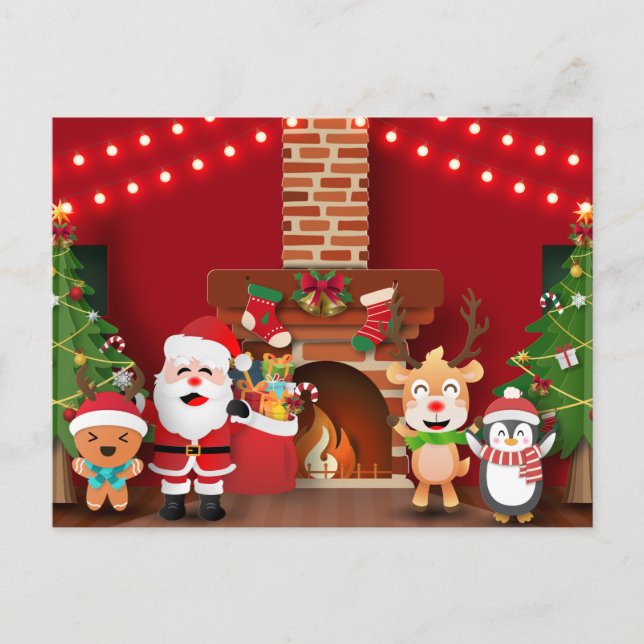 Niedliche Weihnachten Postkarte (Vorderseite)