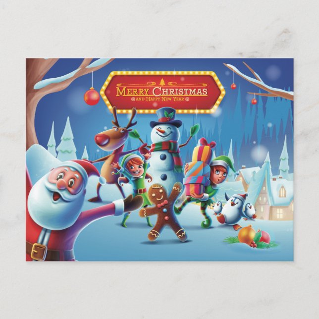 Niedliche Weihnachten Postkarte (Vorderseite)