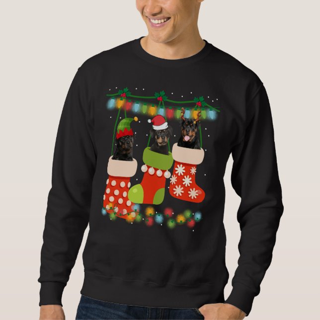 Niedliche Weihnachten Rottweiler Sock Xmas Reindei Sweatshirt (Vorderseite)