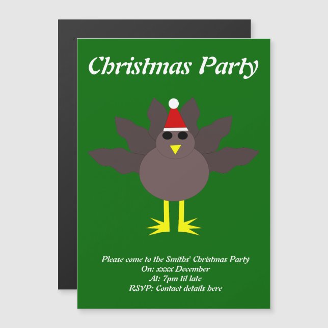 Niedliche Weihnachten Türkei Custom Party Einladun Magneteinladung (Vorne/Hinten)