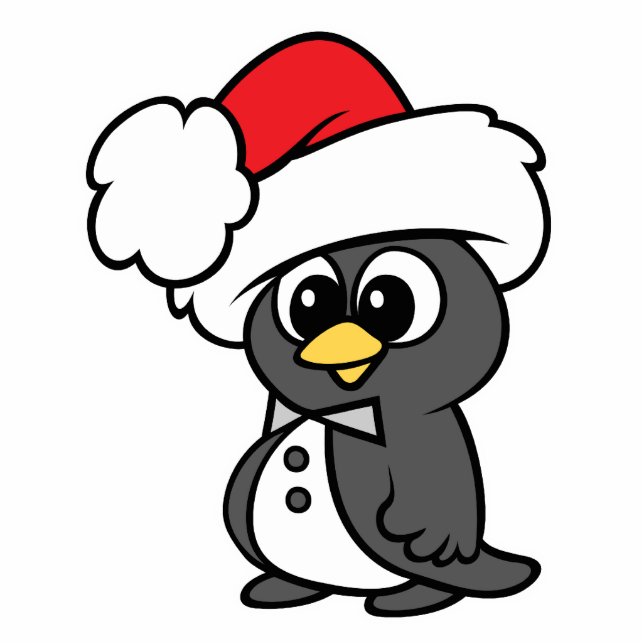 Niedliche Weihnachten Tuxedo Penguin Freistehende Fotoskulptur (Vorne)