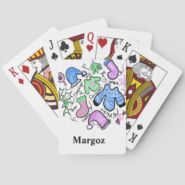 Niedliche Weihnachten Ugly Sweater Doodles Wirbel  Spielkarten (Rückseite)