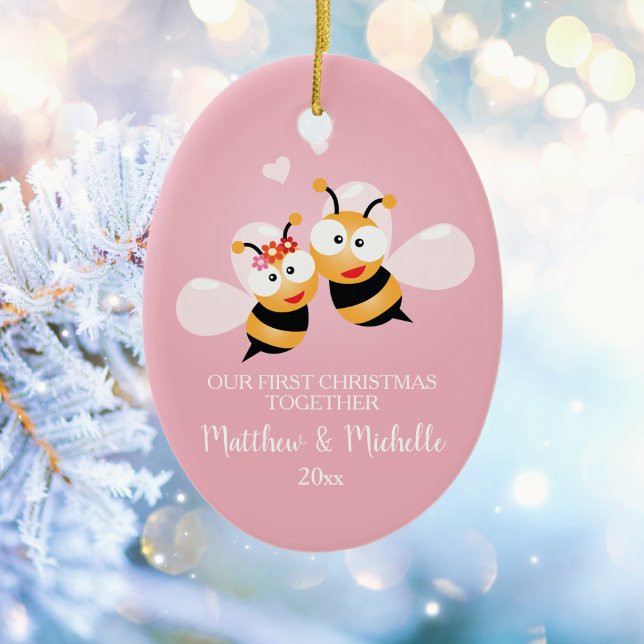 Niedliche Weihnachten und Honey zusammen Keramikornament (Von Creator hochgeladen)
