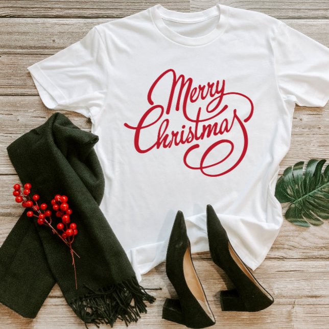 Niedliche Weihnachten Weihnachten 2023 T-Shirt (Merry Christmas Script | Festive Holiday T-Shirt)