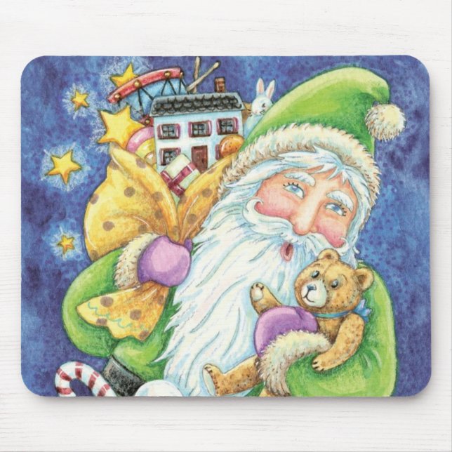 Niedliche Weihnachten, Weihnachtsmann im Schornste Mousepad (Vorne)