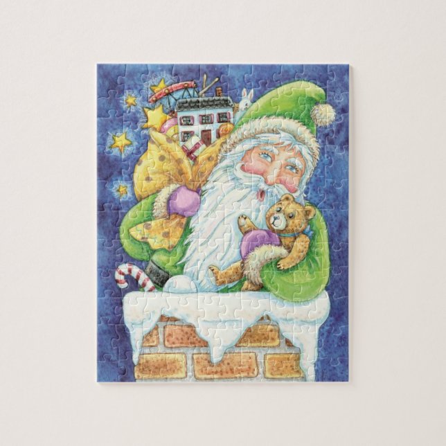 Niedliche Weihnachten, Weihnachtsmann im Schornste Puzzle (Vertikal)