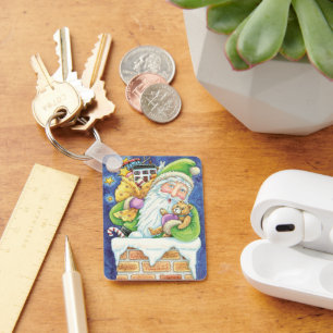 Niedliche Weihnachten, Weihnachtsmann im Schornste Schlüsselanhänger