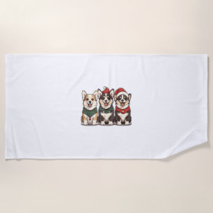 Niedliche Weihnachten Welsh Corgi Hunde Santa Pupp Strandtuch
