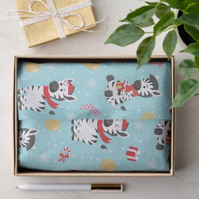 Niedliche Weihnachten Zebra Chic Moderne Seidenpapier (Geschenk)