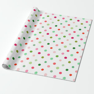 Niedliche weihnachtliche grüne und rote Polka-Pun Geschenkpapier